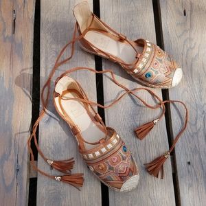Betani Fringe Tassel Laced LALA-4 Sandal Shoes 7.5